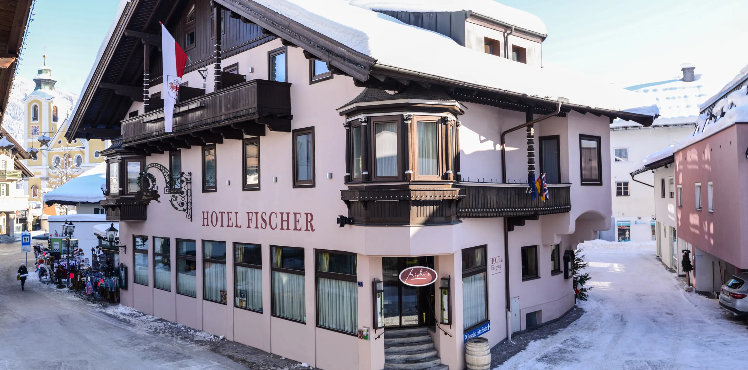 Hotel Fischer in St. Johann, Tirol, winter view